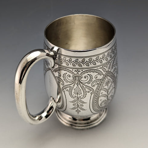1887 British Antique Sterling Silver Mug 178g John Aldwinckle & Thomas Slater